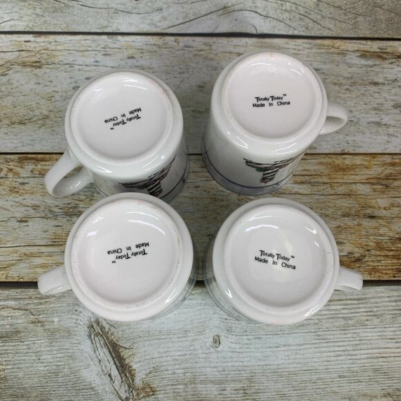 Totally Today COASTAL LIGHTHOUSE Center & Rim Stoneware 8 oz Cups Mugs Set of 4 - Picture 6 of 8